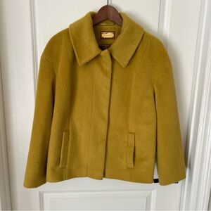 Per Una Women's UK 12 US 8 Honey Mustard Wool Mohair Blend Cropped Jacket Fuzzy